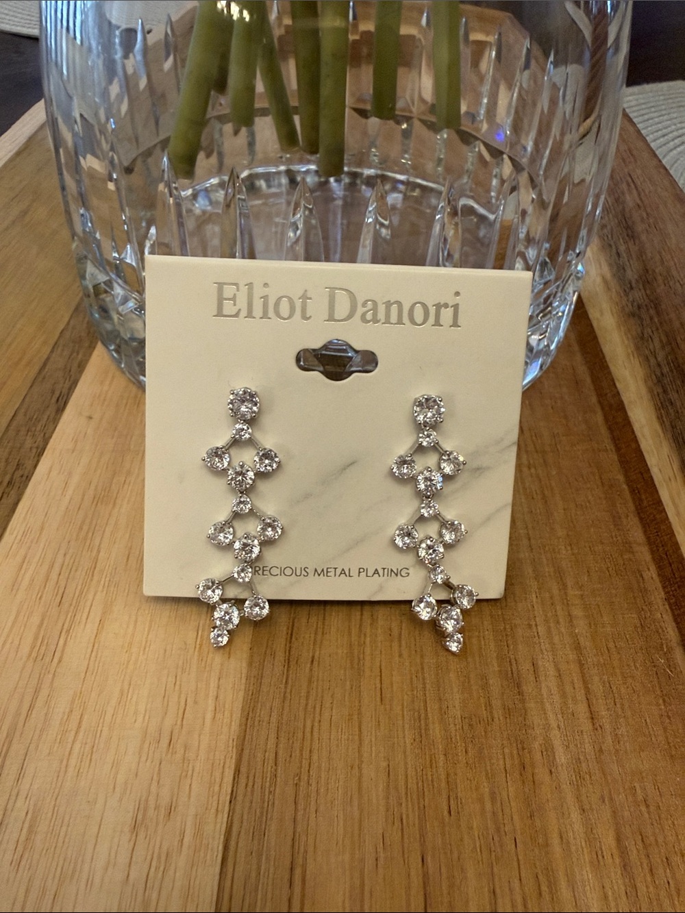 Eliot Danori Silver Clear Cascading Crystal Drop Earrings